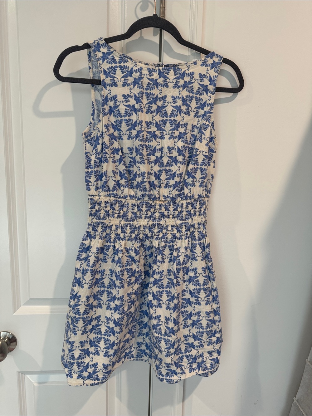Universal Thread White Dress with Blue Floral Print